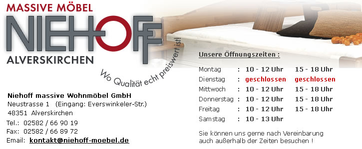 &Ouml;ffnungszeiten Niehoff